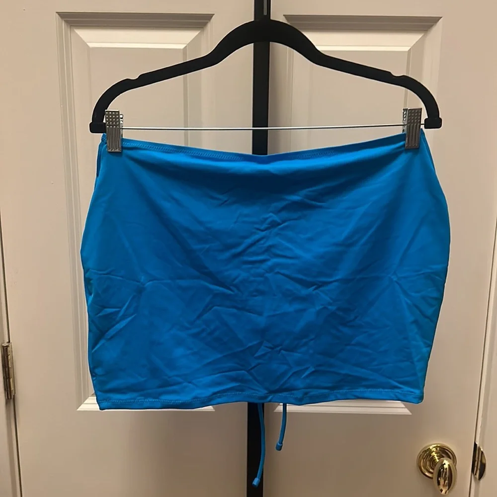SKIMS SIGNATURE SWIM RUCHED MINI SKIRT in Turquoise NEW